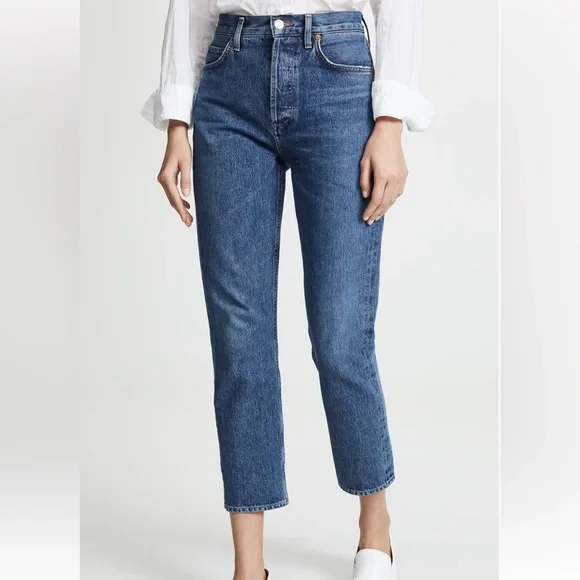 AGOLDE Riley High Rise Straight Crop Jeans - Picture 1 of 15